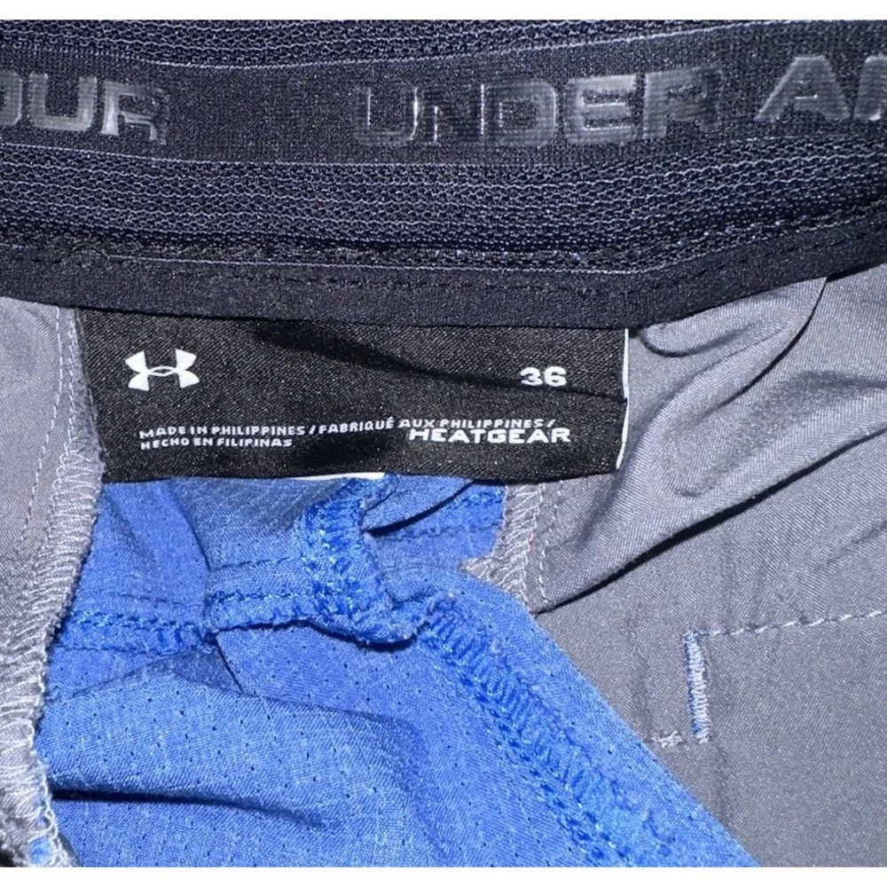 Under Armour Golf Shorts Blue Mens‎ Size 36 Vented Stretch WaistBand Heatgear